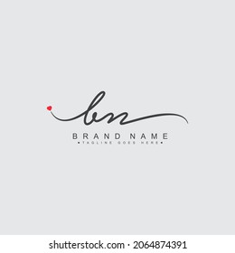 Initial Letter BN Logo - Hand Drawn Signature Logo