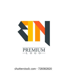 Initial Letter BN Logo Icon Design Template Elements. Material design logo