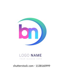 initial letter BN logotype company name, coloreful and swoosh design. vector logo for business and company identity.

