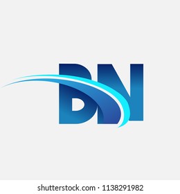 initial letter BN logotype company name colored blue and swoosh design. vector logo for business and company identity.