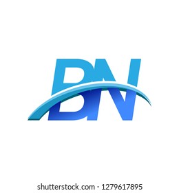 initial letter BN logotype company name colored blue and swoosh design. vector logo for business and company identity.
