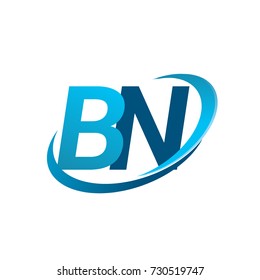 initial letter BN logotype company name colored blue swoosh design concept. vector logo for business and company identity.