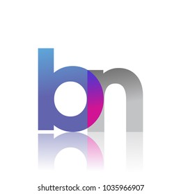 Initial Letter BN Lowercase overlap Logo Blue, pink and grey, Modern and Simple Logo Design.