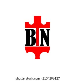 Initial letter BN red crown shield simple logo. Minimal and unique.