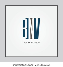 Initial Letter BNV Logo - Minimal Business Logo for Alphabet B, N and V