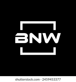 Initial letter BNW logo design. BNW logo design inside square.