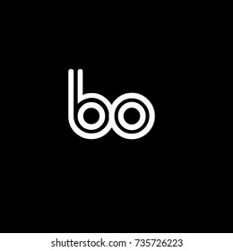 Initial letter bo, linked outline rounded lowercase,  black background