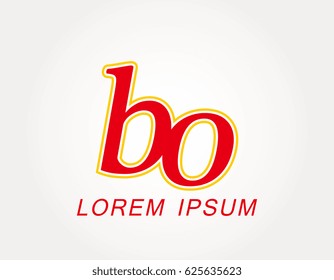 Initial letter bo logo. Monogram lowercase italic