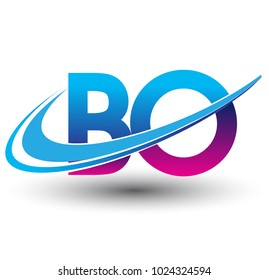 initial letter BO logotype company name colored blue and magenta swoosh design. vector logo for business and company identity.