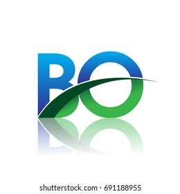 initial letter BO logotype company name colored blue and green swoosh design. vector logo for business and company identity.
