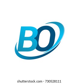 initial letter BO logotype company name colored blue swoosh design concept. vector logo for business and company identity.