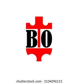 Ursprünglicher Brief BO roten Kronenschild einfaches Logo. Minimal und einzigartig.
