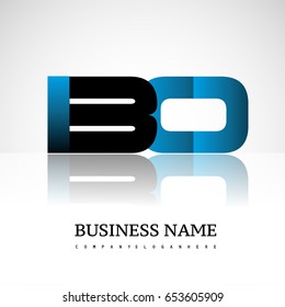 Initial letter BO uppercase modern and simple logo linked blue and black colored, isolated in white background. Vector design for company identity.