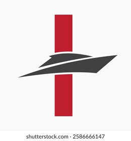 Initial Letter I Boat Logo Concept For Sailor Symbol Vector Template