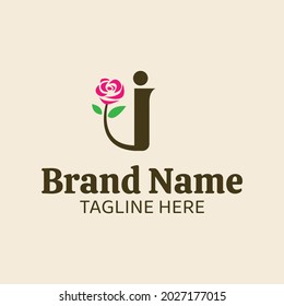 Initial letter I botanical flower logo design template. Fit for wedding business brand, fashion, jewelry, boutique, florist shop, floral and botanical. Vector illustration