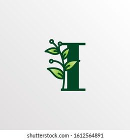 Initial Letter I Botanical Logo Design