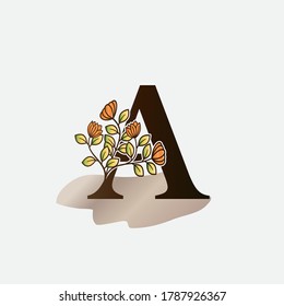 Initial Letter A Botanical Nature Flower Vector Logo Template Design.