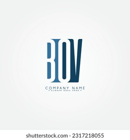 Logotipo de la carta inicial BOV - Logotipo comercial mínimo para los alfabetos B, O y V