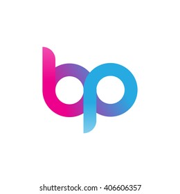 initial letter bp linked circle lowercase logo pink blue purple