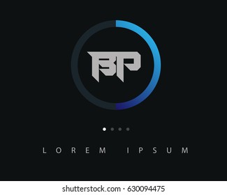 Initial Letter BP Logo design with blue circle