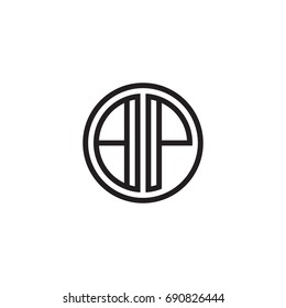 Initial letter BP, minimalist line art monogram circle logo, black color