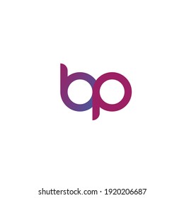 initial letter bp modern linked circle round lowercase logo blue indigo