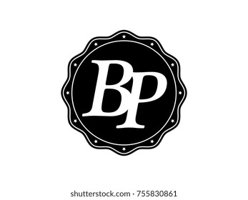 Initial letter BP monogram logo black seal stamp lace