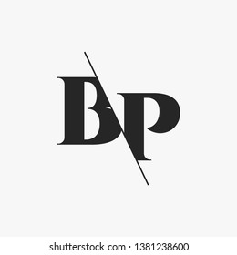 Initial Letter BP Monogram Sliced. Modern logo template isolated on gray background