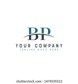 Initial letter BP, overlapping movement swoosh horizon logo company design inspiration in blue and gray color vector