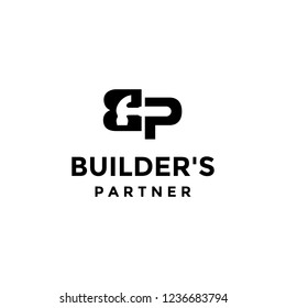 Initial Letter BP PB with Hammer Negative Space Logo Design Inspiration