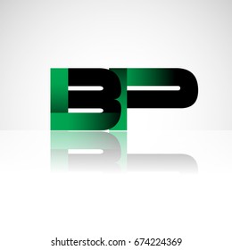 Initial letter BP uppercase modern and simple logo linked green and black colored, isolated in white background. Vector design for company identity.