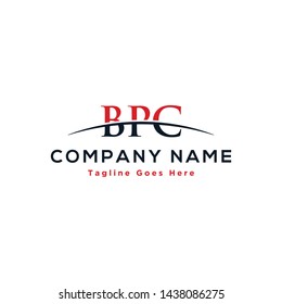 Initial letter BPC, overlapping movement swoosh horizon logo company design inspiration in red and dark blue color vector