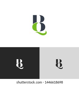 Initial Letter bq b q  uppercase modern logo design template elements. green letter Isolated on black white grey background. Suitable for business, consulting group company.