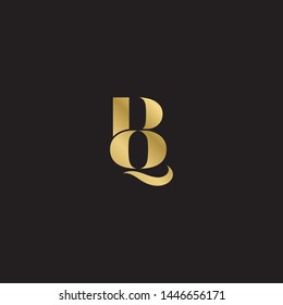 Initial letter bq b q  uppercase modern logo design template elements. Gold letter Isolated on black  background. Suitable for business, consulting group company.
