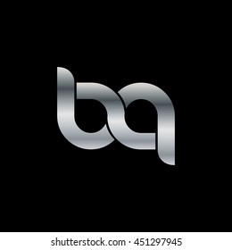 Initial Letter BQ Circle Lowercase Linked Logo Silver Black Background