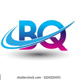 initial letter BQ logotype company name colored blue and magenta swoosh design. vector logo for business and company identity.