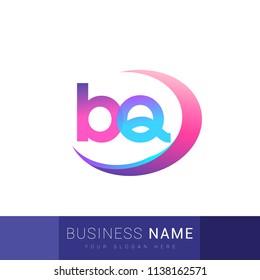 initial letter BQ logotype company name, coloreful and swoosh design. vector logo for business and company identity.