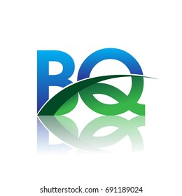 Initial Letter BQ Logotype Company Name Colored Blue And Green Swoosh Design. Vector Logo For Business And Company Identity.
