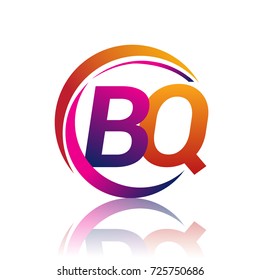 initial letter BQ logotype company name orange and magenta color on circle and swoosh design. vector logo for business and company identity.