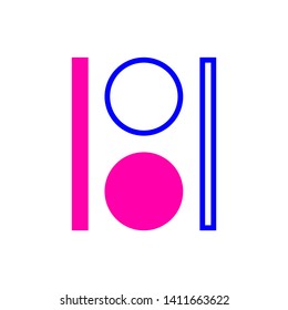 Initial letter bq minimalist typographic art monogram shape business brand identity logo, blue and pink color on white background.