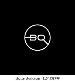 Initial letter BQ QB minimalist art monogram circle shape logo, white color on black background