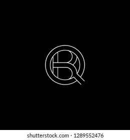 Initial letter BQ QB minimalist monogram art logo, white color on black background.
