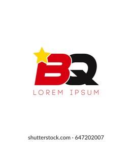 Initial letter bq yellow star logo red black