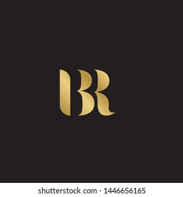 Initial letter br b r  uppercase modern logo design template elements. Gold letter Isolated on black  background. Suitable for business, consulting group company.