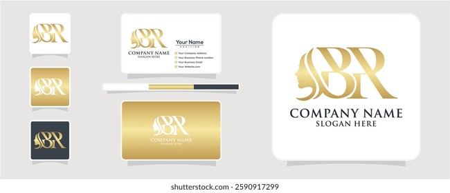 Initial Letter BR Beauty Face Logo Design Vector