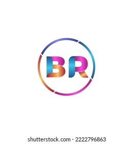 Letra inicial curvo BR logotipo redondeado, colores brillantes gradientes vivos y brillantes
