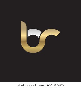 initial letter br linked circle lowercase logo gold silver black background