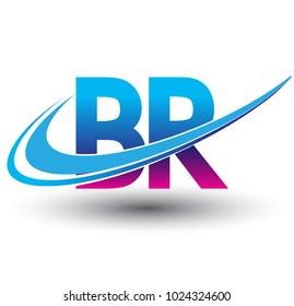 initial letter BR logotype company name colored blue and magenta swoosh design. vector logo for business and company identity.