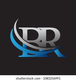 initial letter BR logotype company name colored blue and grey swoosh design. vector logo for business and company identity.