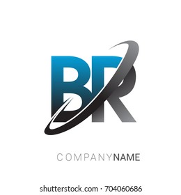 initial letter BR logotype company name colored blue and grey swoosh design. logo design for business and company identity.